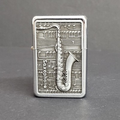 Briquet Saxophone, emblème en métal brossé S5042B